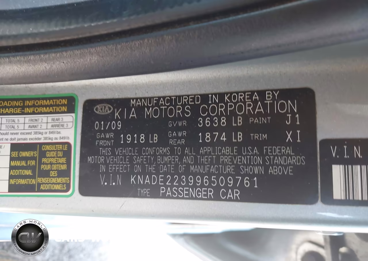 2009 Kia Rio Lx VIN:KNADE223996509761 - 9