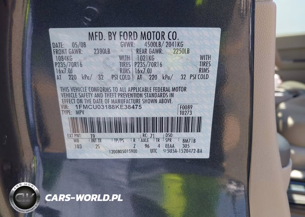 2008 Ford Escape Xlt VIN:1FMCU03188KE38475 - 9