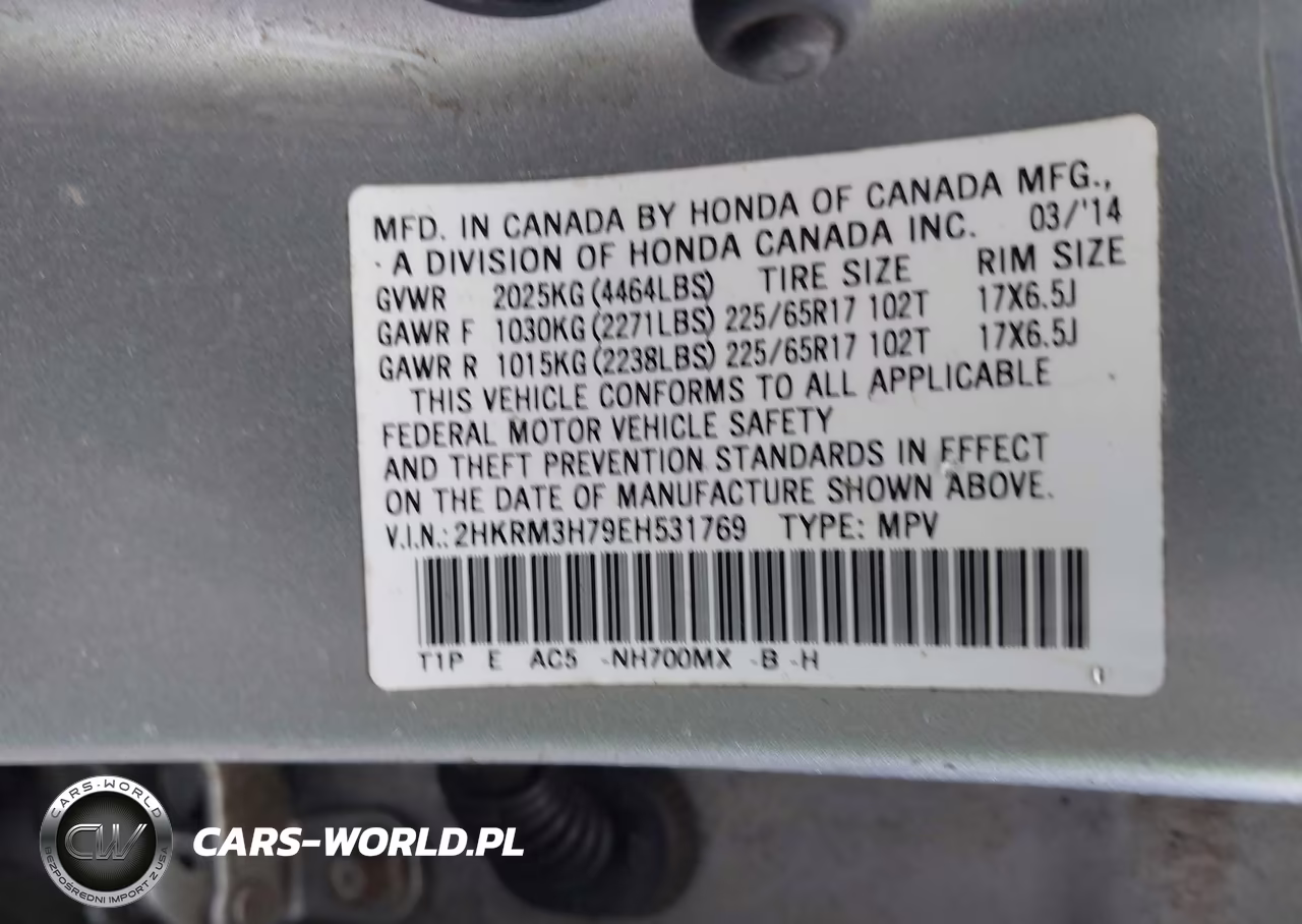 2014 Honda Cr-V Ex-L VIN:2HKRM3H79EH531769 - 9