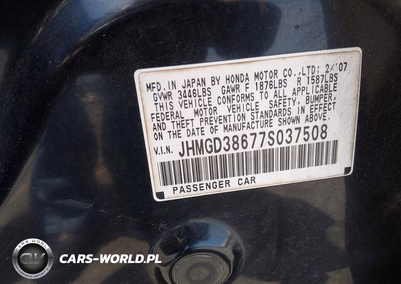 2007 Honda Fit Sport VIN:JHMGD38677S037508 - 9