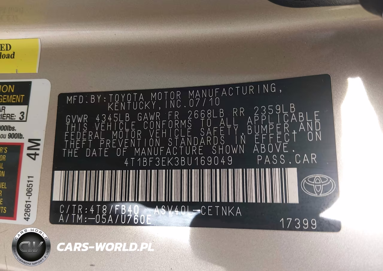 2011 Toyota Camry Le VIN:4T1BF3EK3BU169049 - 9
