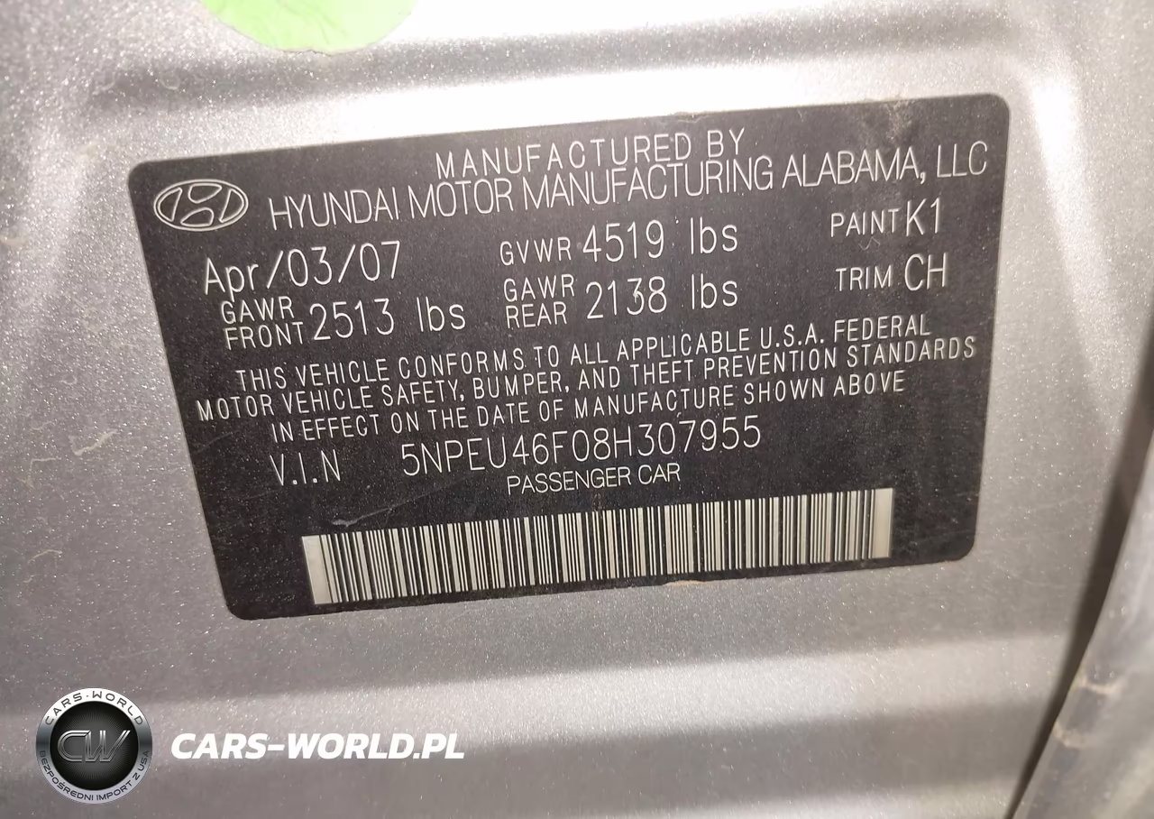 2008 Hyundai Sonata Limited V6-Se V6 VIN:5NPEU46F08H307955 - 9