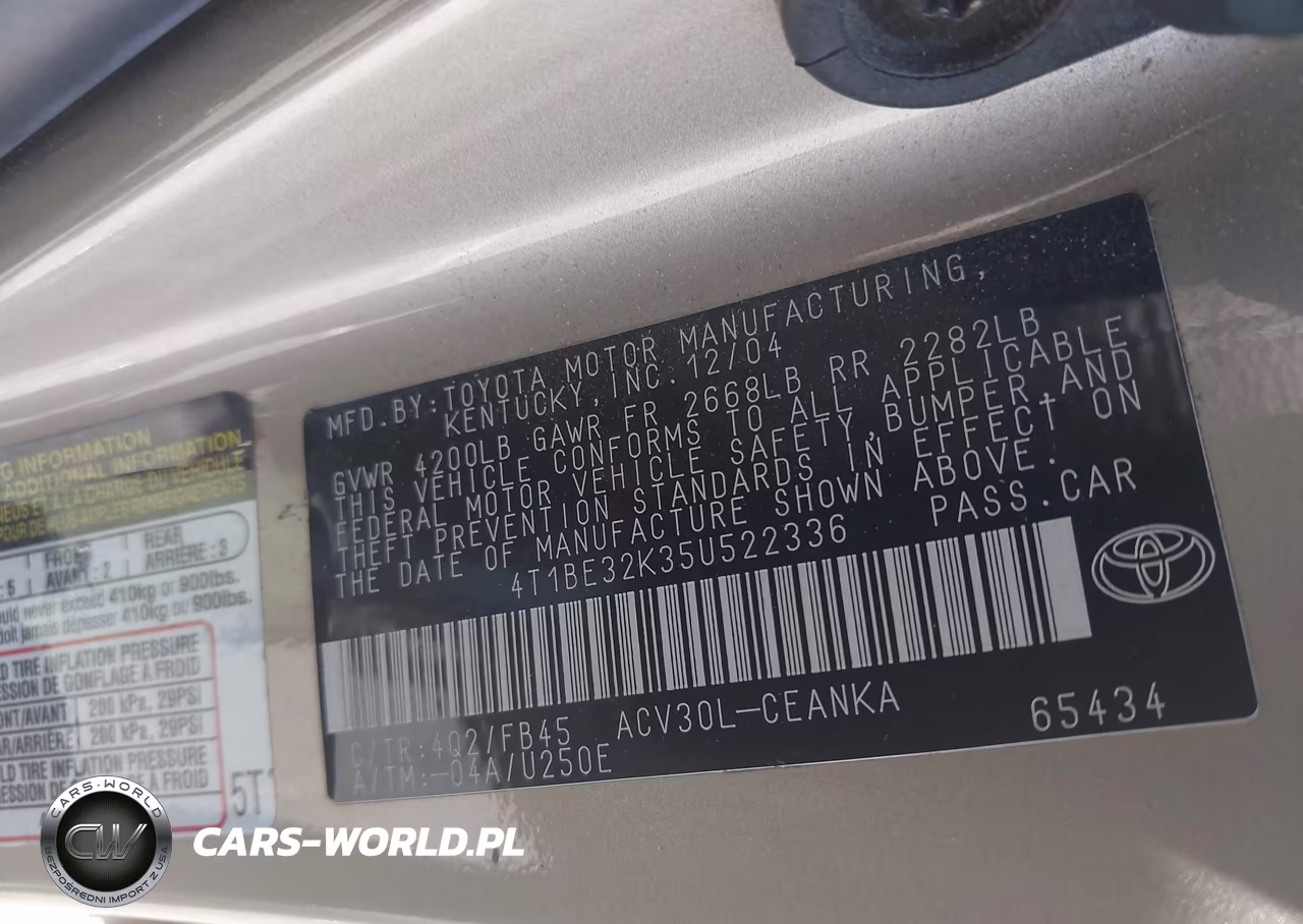 2005 Toyota Camry Le-Se-Std-Xle VIN:4T1BE32K35U522336 - 9