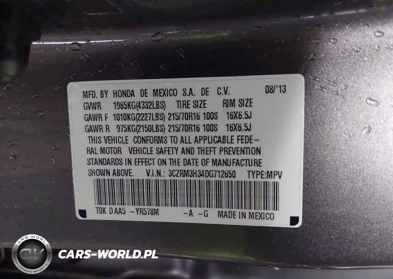 2013 Honda Cr-V Lx VIN:3CZRM3H34DG712650 - 9