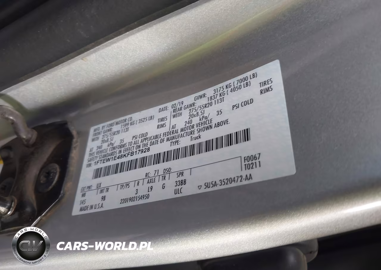 2019 Ford F-150 VIN:1FTEW1E48KFB17928 - 9