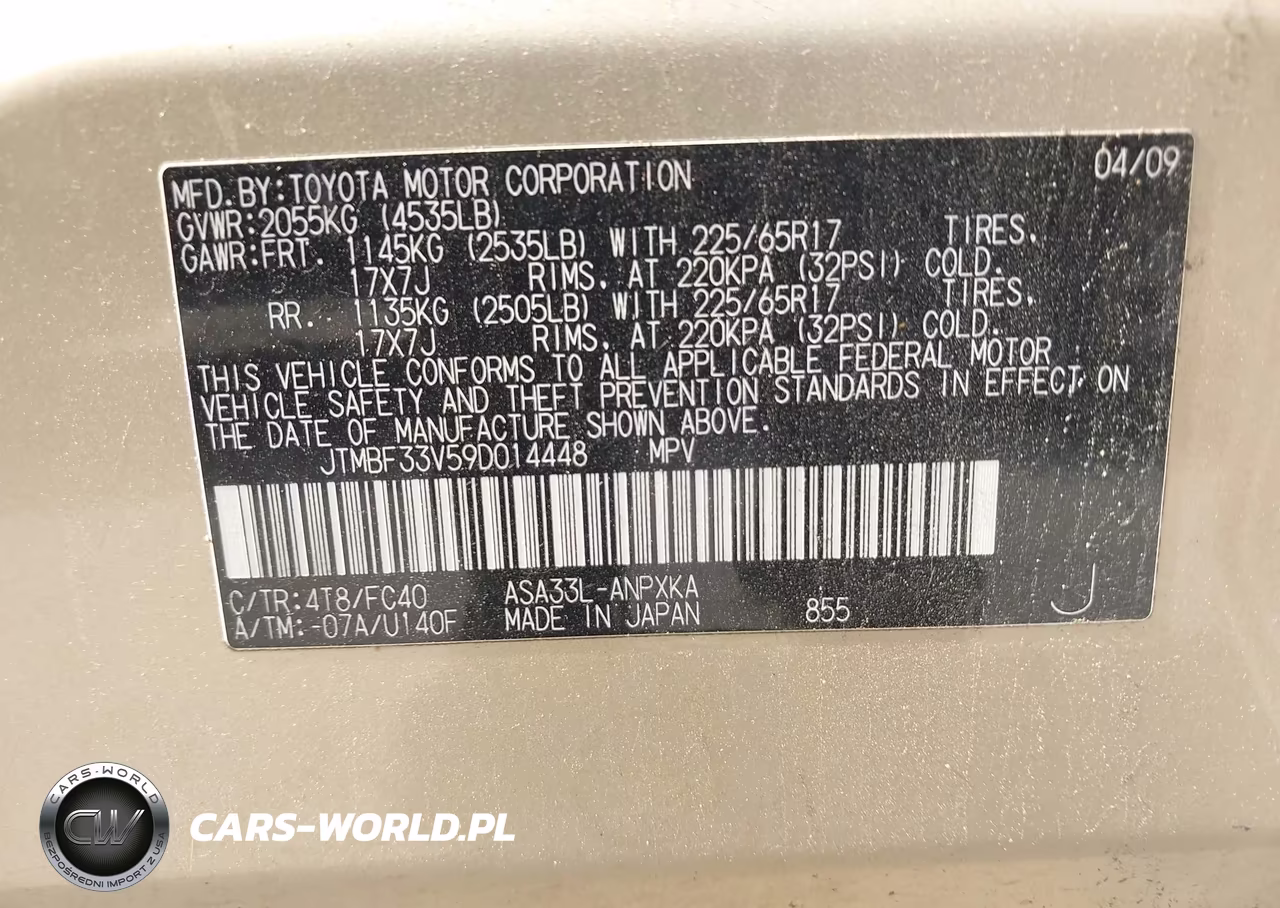 2009 Toyota Rav4 VIN:JTMBF33V59D014448 - 9