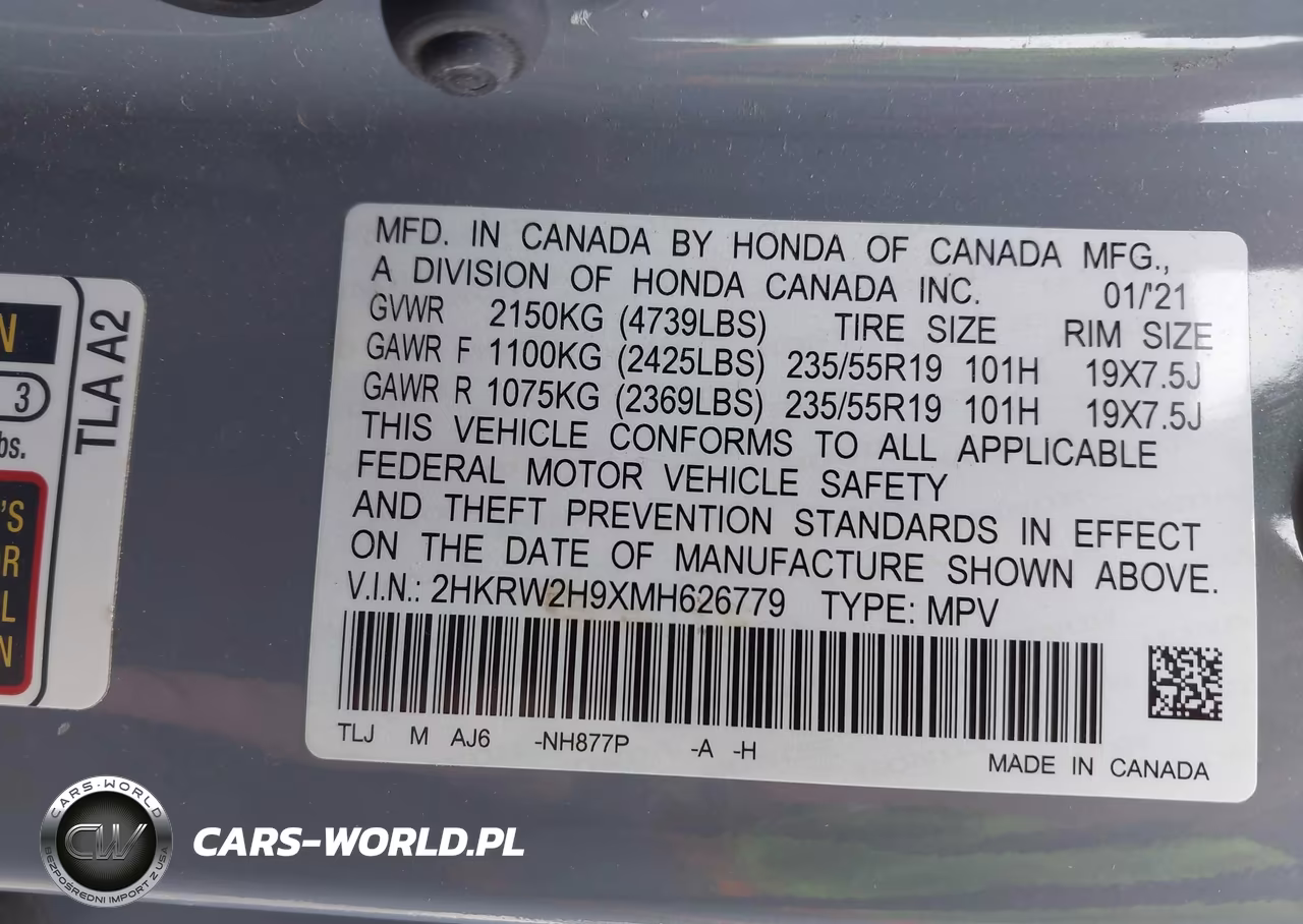 2021 Honda Cr-V Awd Touring VIN:2HKRW2H9XMH626779 - 9