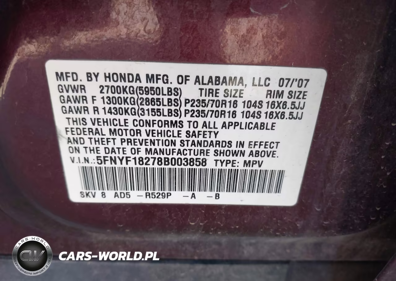 2008 Honda Pilot Vp VIN:5FNYF18278B003858 - 9