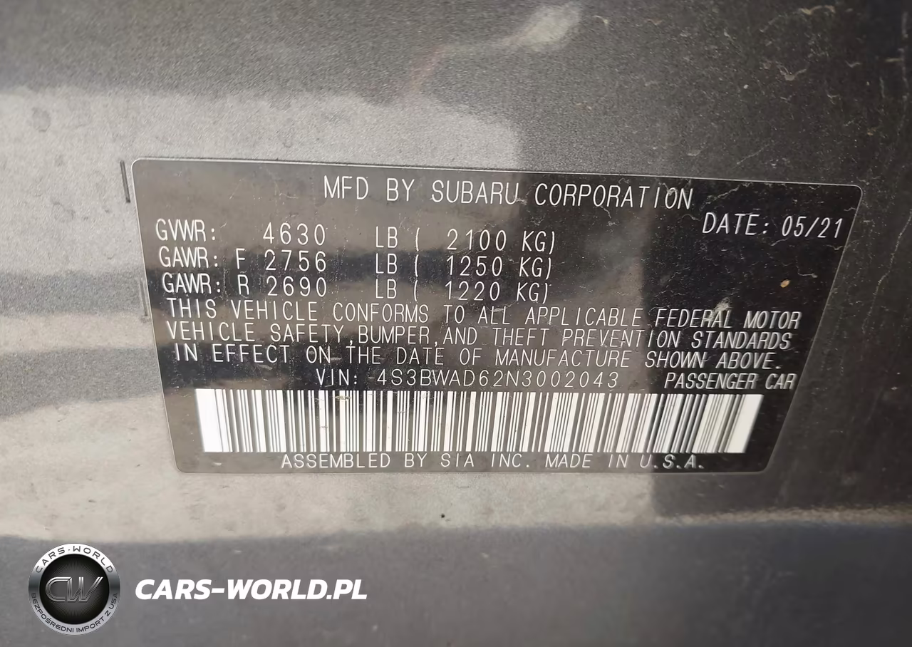 2022 Subaru Legacy Premium VIN:4S3BWAD62N3002043 - 9