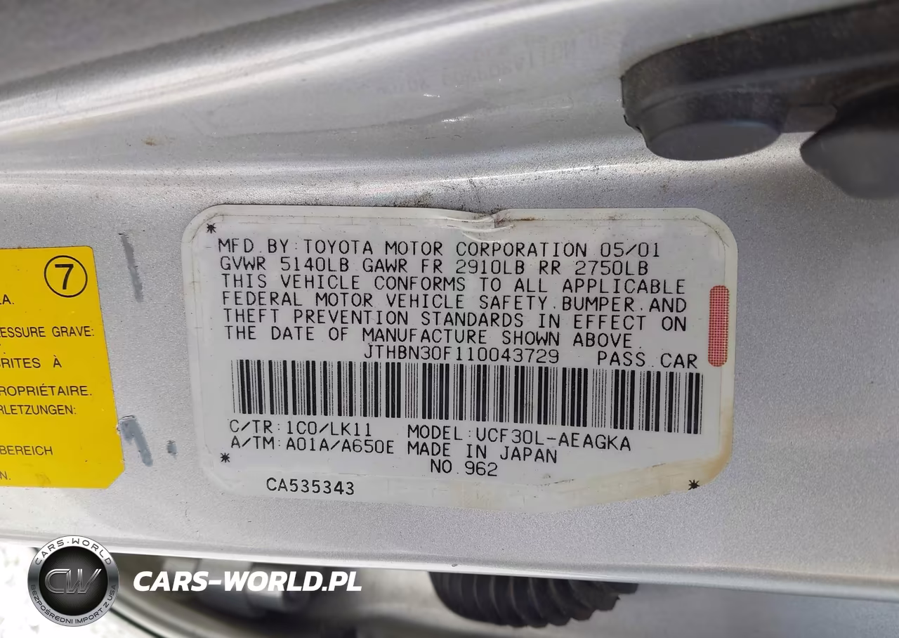 2001 Lexus Ls 430 VIN:JTHBN30F110043729 - 9