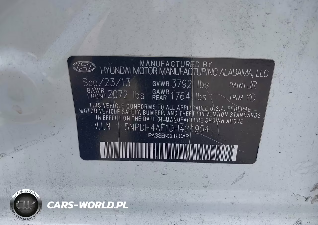 2013 Hyundai Elantra Gls VIN:5NPDH4AE1DH424954 - 9
