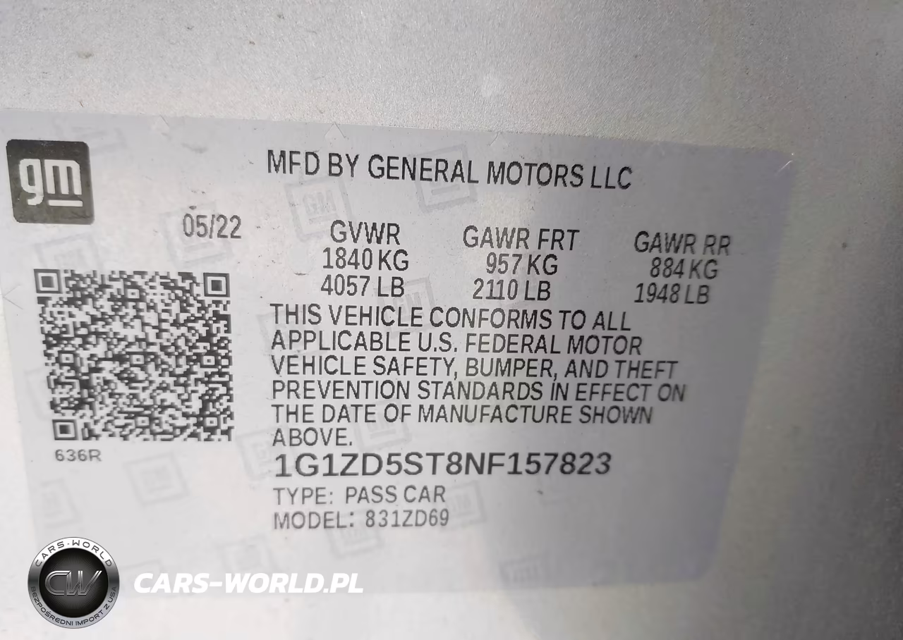 2022 Chevrolet Malibu Fwd Lt VIN:1G1ZD5ST8NF157823 - 9