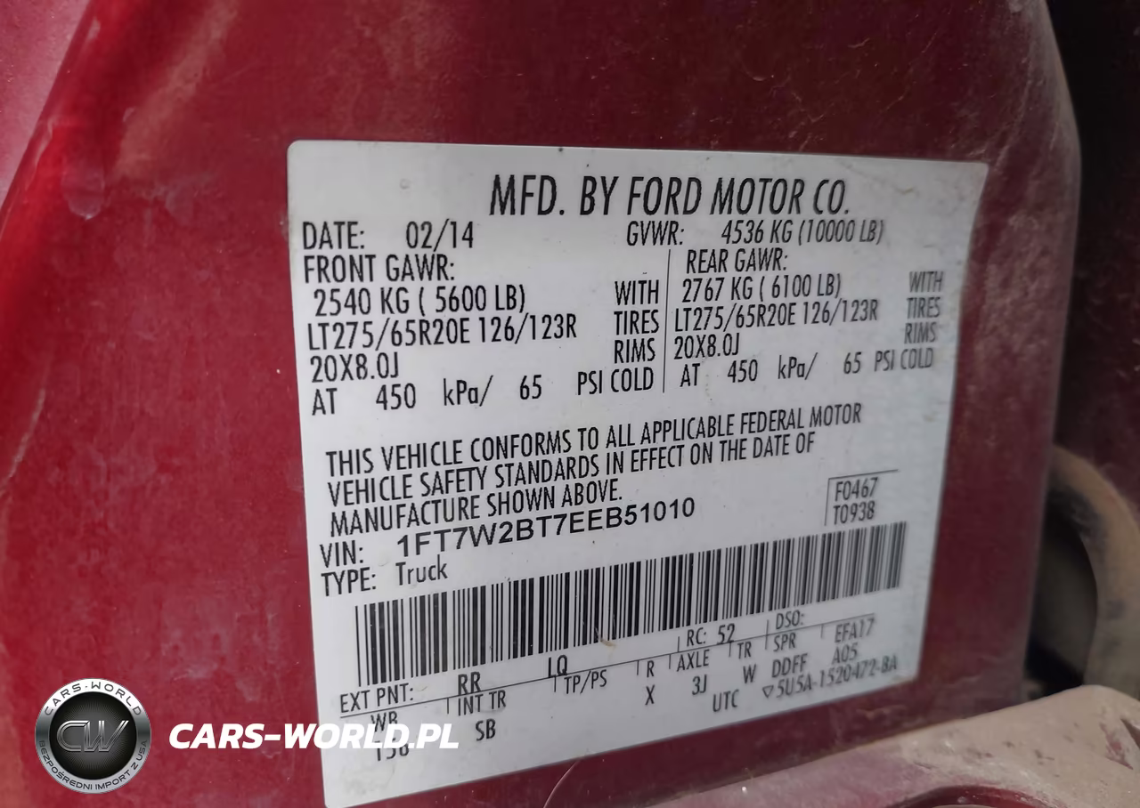 2014 Ford F-250 Lariat VIN:1FT7W2BT7EEB51010 - 9