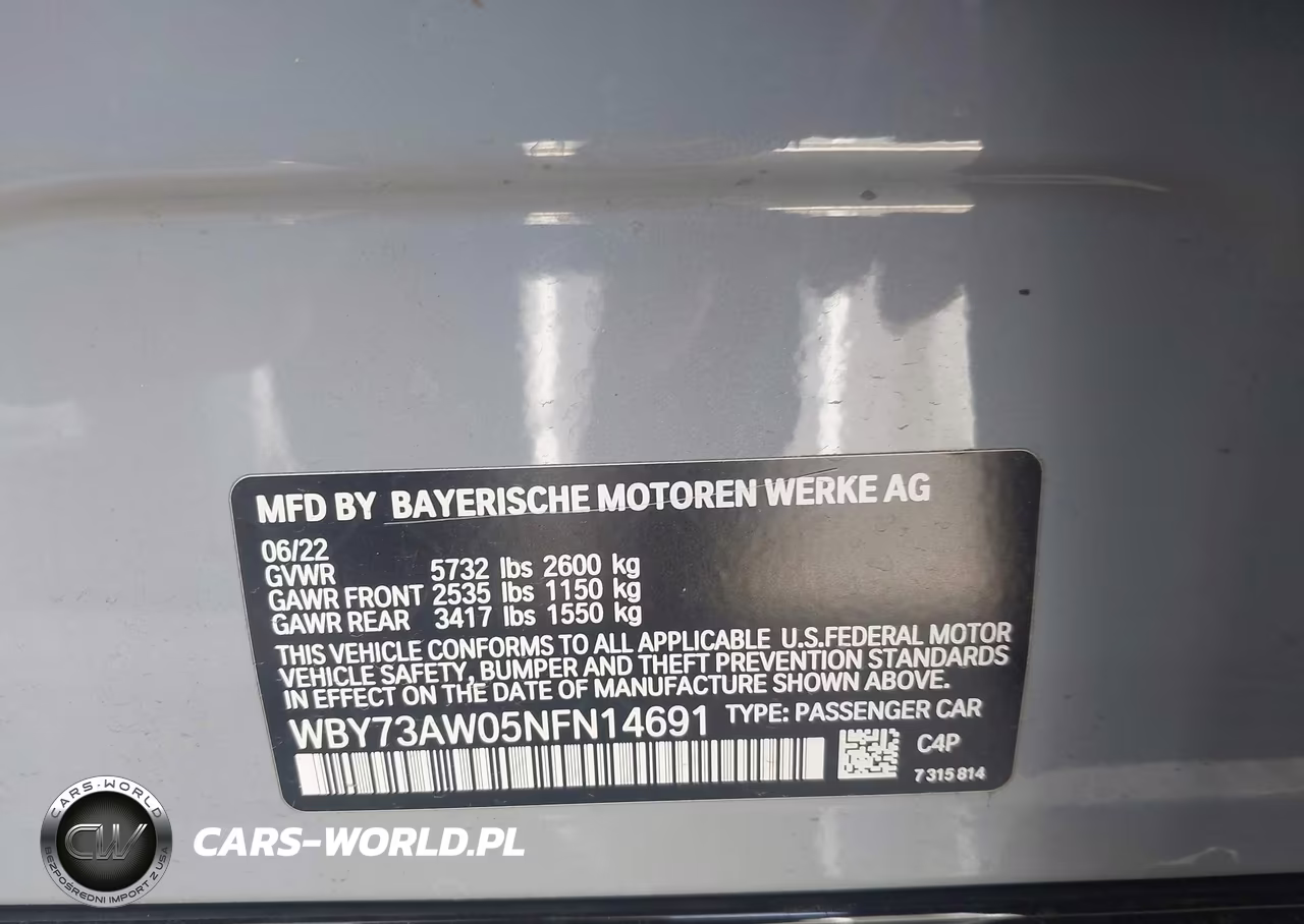 2022 BMW I4 Edrive40 VIN:WBY73AW05NFN14691 - 9
