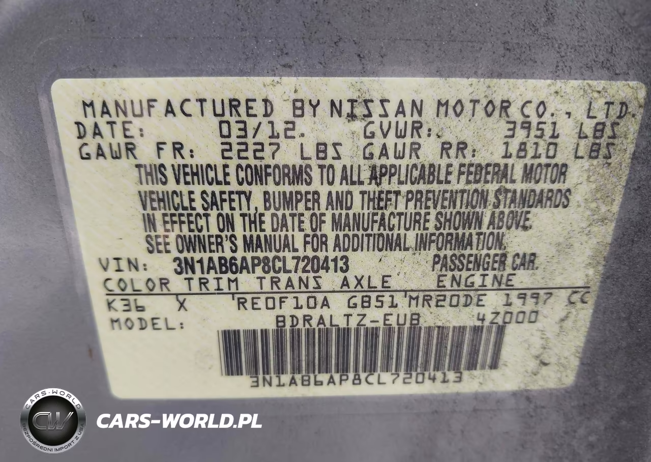 2012 Nissan Sentra 2.0 S VIN:3N1AB6AP8CL720413 - 9