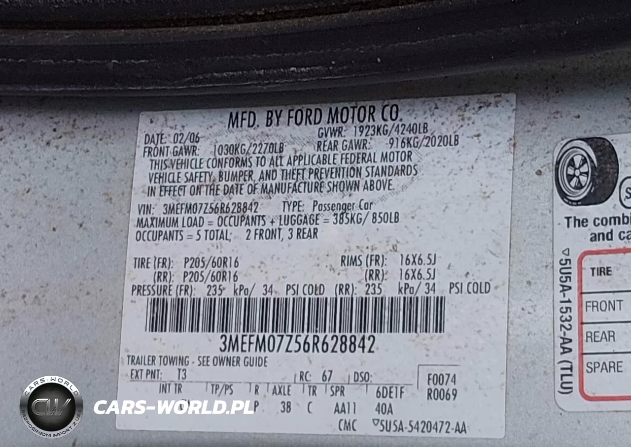 2006 Mercury Milan I4 VIN:3MEFM07Z56R628842 - 9