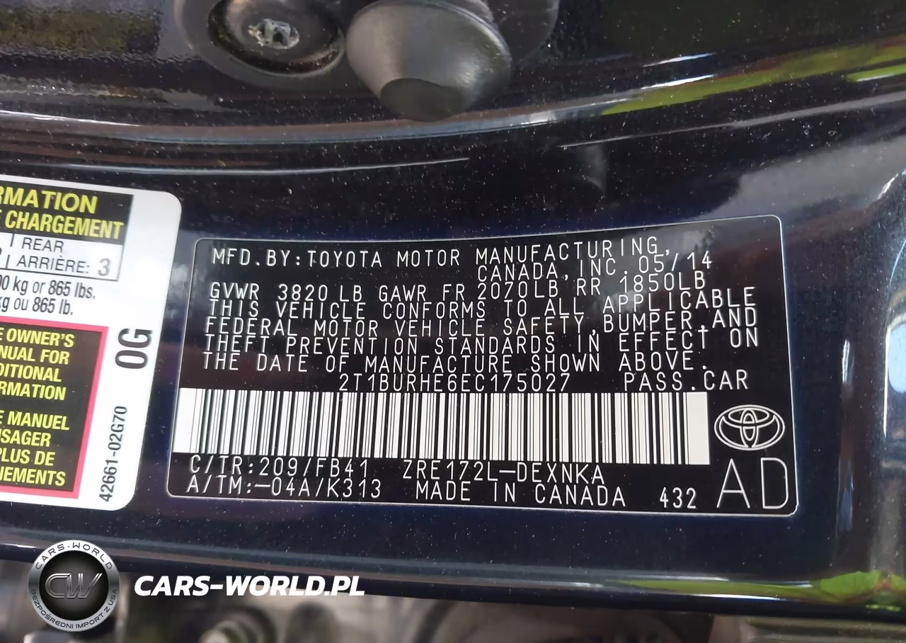 2014 Toyota Corolla Le VIN:2T1BURHE6EC175027 - 9