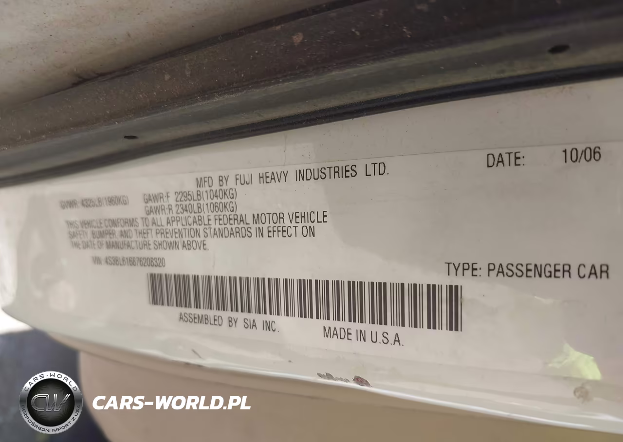 2007 Subaru Legacy 2.5I VIN:4S3BL616876208320 - 9