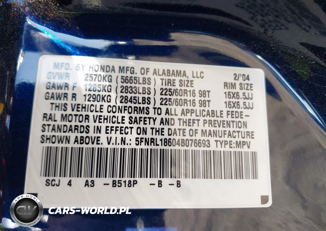 2004 Honda Odyssey Ex VIN:5FNRL18604B076693 - 9