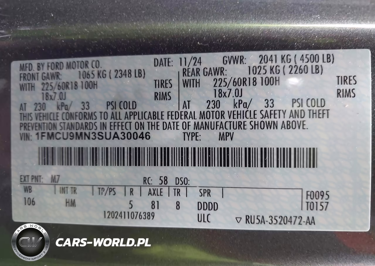 2025 Ford Escape St-Line VIN:1FMCU9MN3SUA30046 - 9