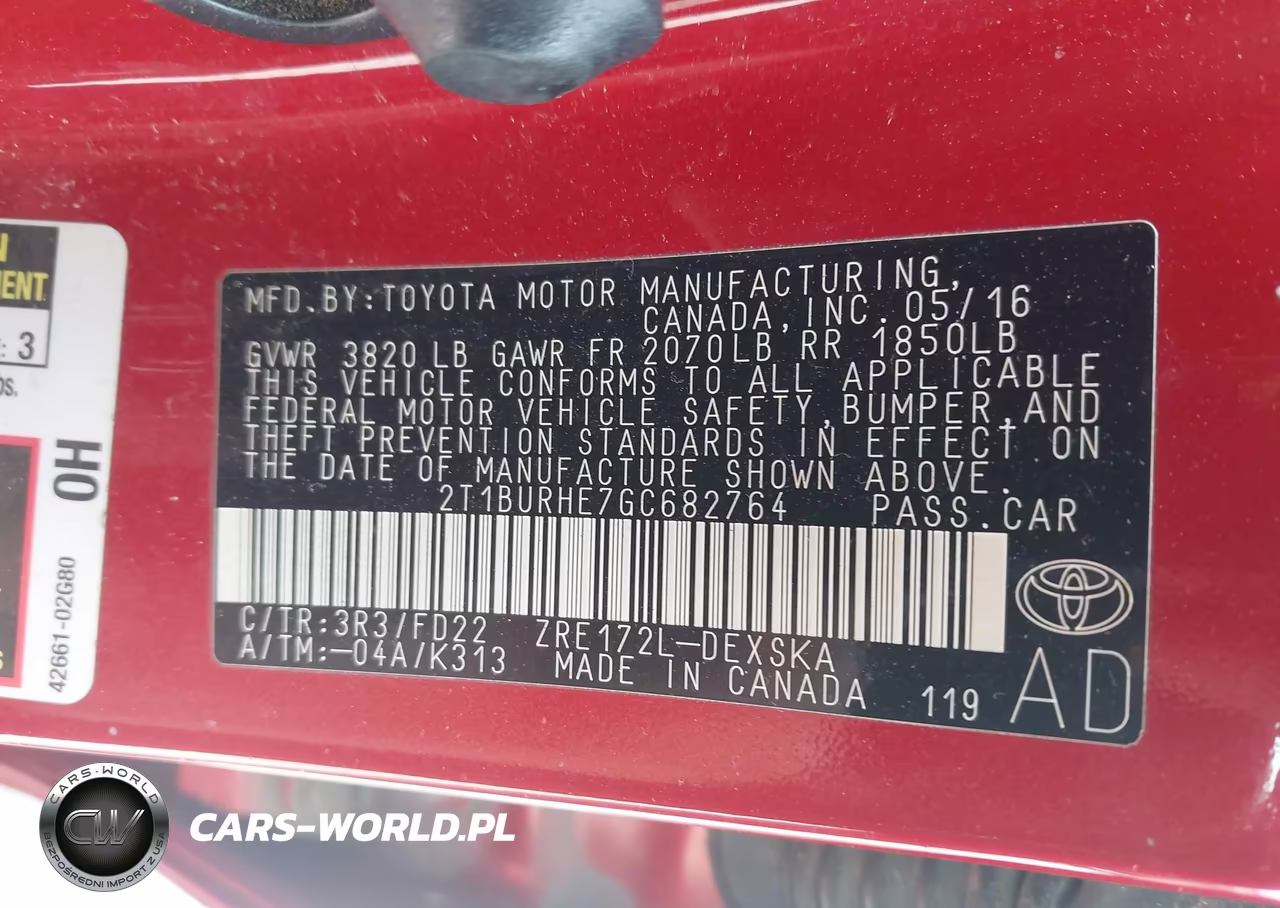 2016 Toyota Corolla L-Le-Le Plus-Le Premium-S-S Plus-S Premium-S W-Special Edition Pkg VIN:2T1BURHE7GC682764 - 9