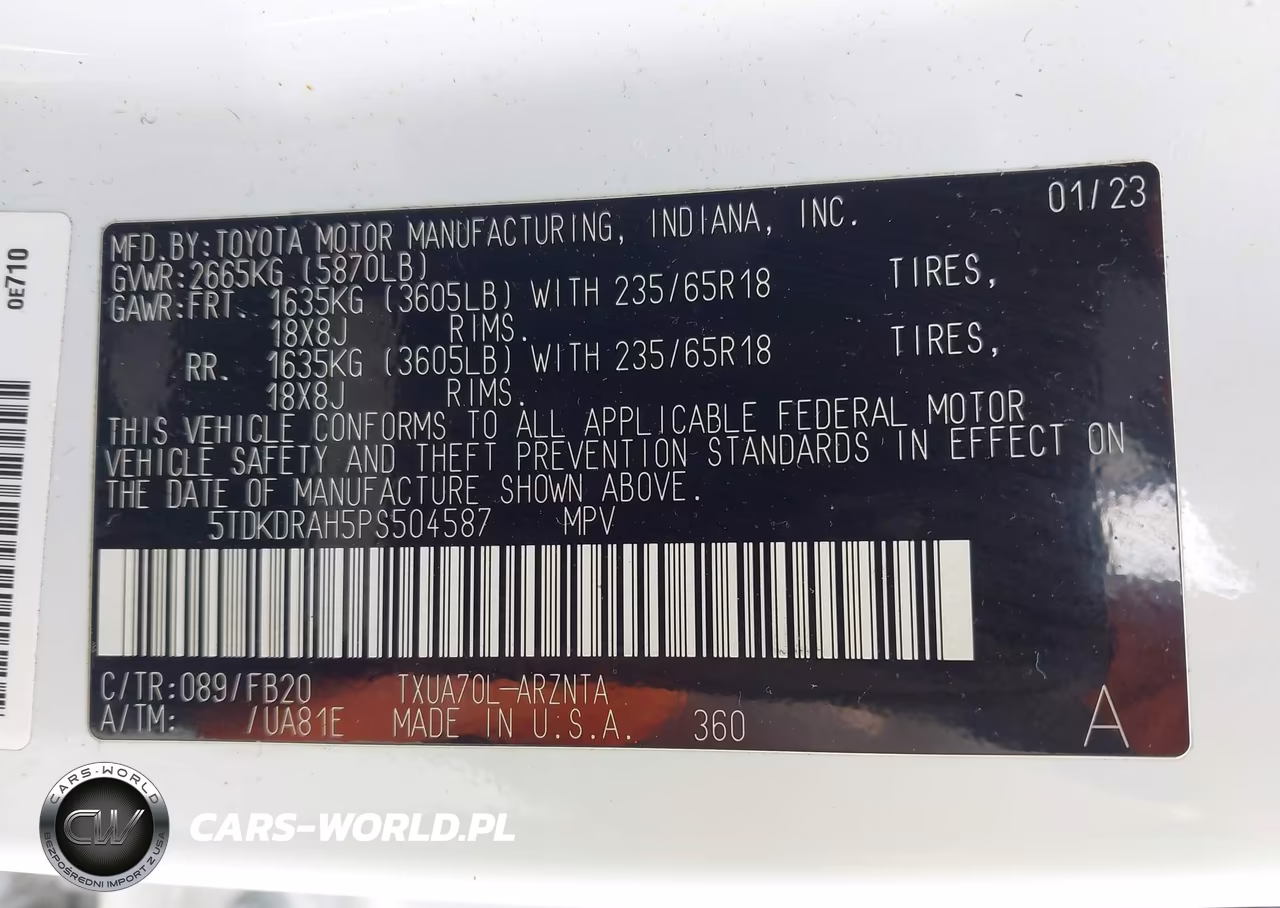 2023 Toyota Highlander Le VIN:5TDKDRAH5PS504587 - 9
