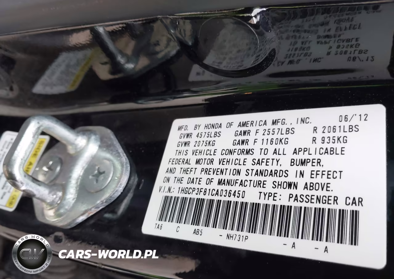 2012 Honda Accord 3.5 Ex-L VIN:1HGCP3F81CA036450 - 9