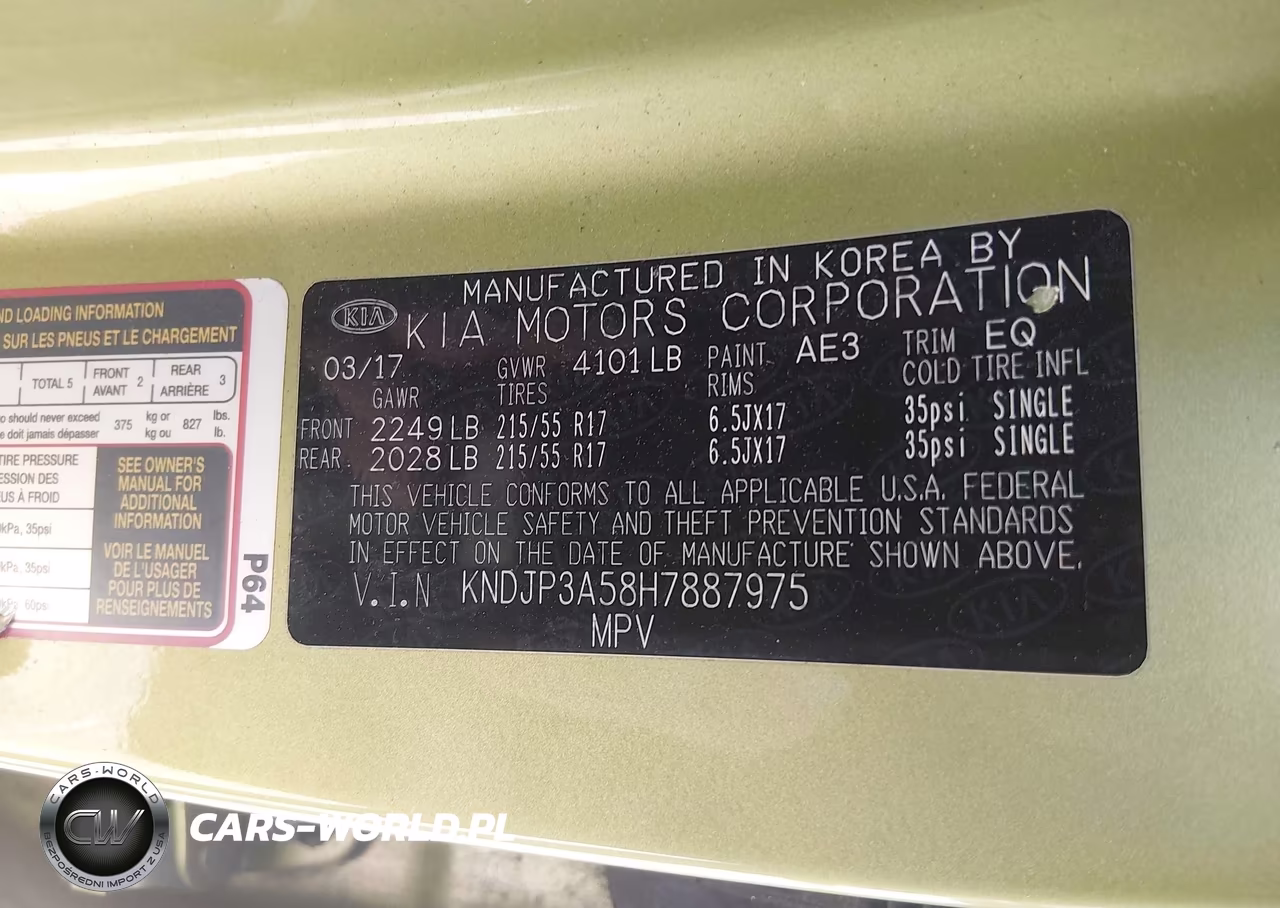 2017 Kia Soul + VIN:KNDJP3A58H7887975 - 7