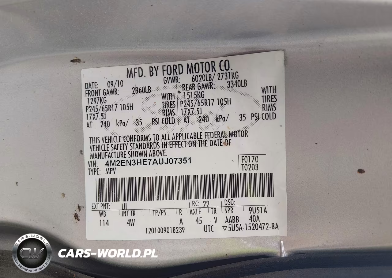 2010 Mercury Mountaineer VIN:4M2EN3HE7AUJ07351 - 9
