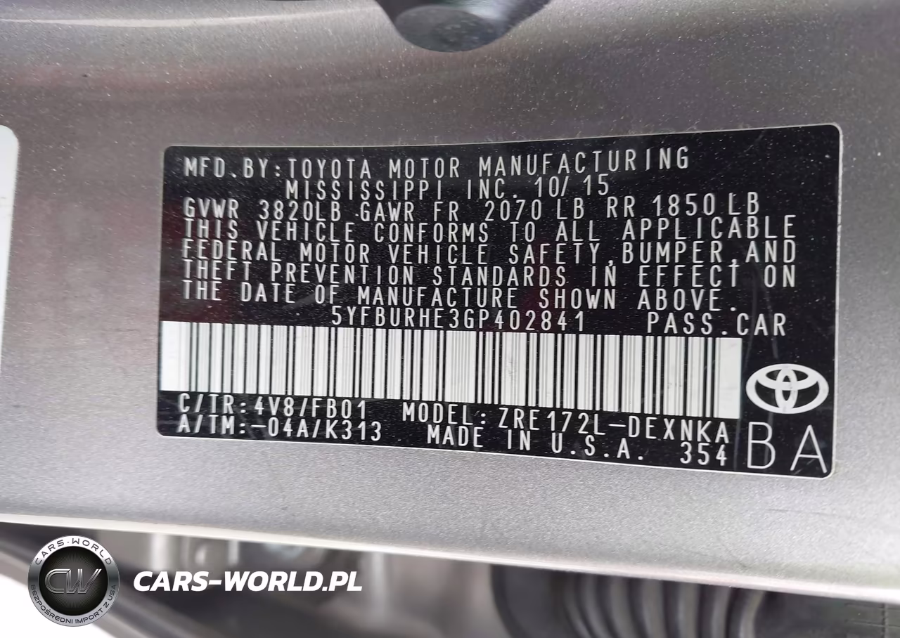 2016 Toyota Corolla L-Le-Le Plus-Le Premium-S-S Plus-S Premium-S W-Special Edition Pkg VIN:5YFBURHE3GP402841 - 9