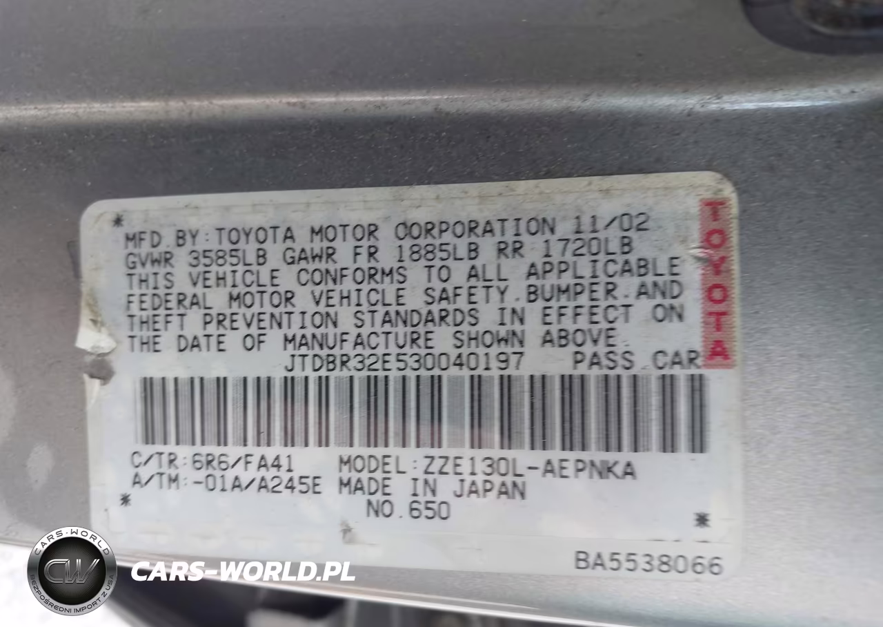 2003 Toyota Corolla Ce-Le VIN:JTDBR32E530040197 - 9