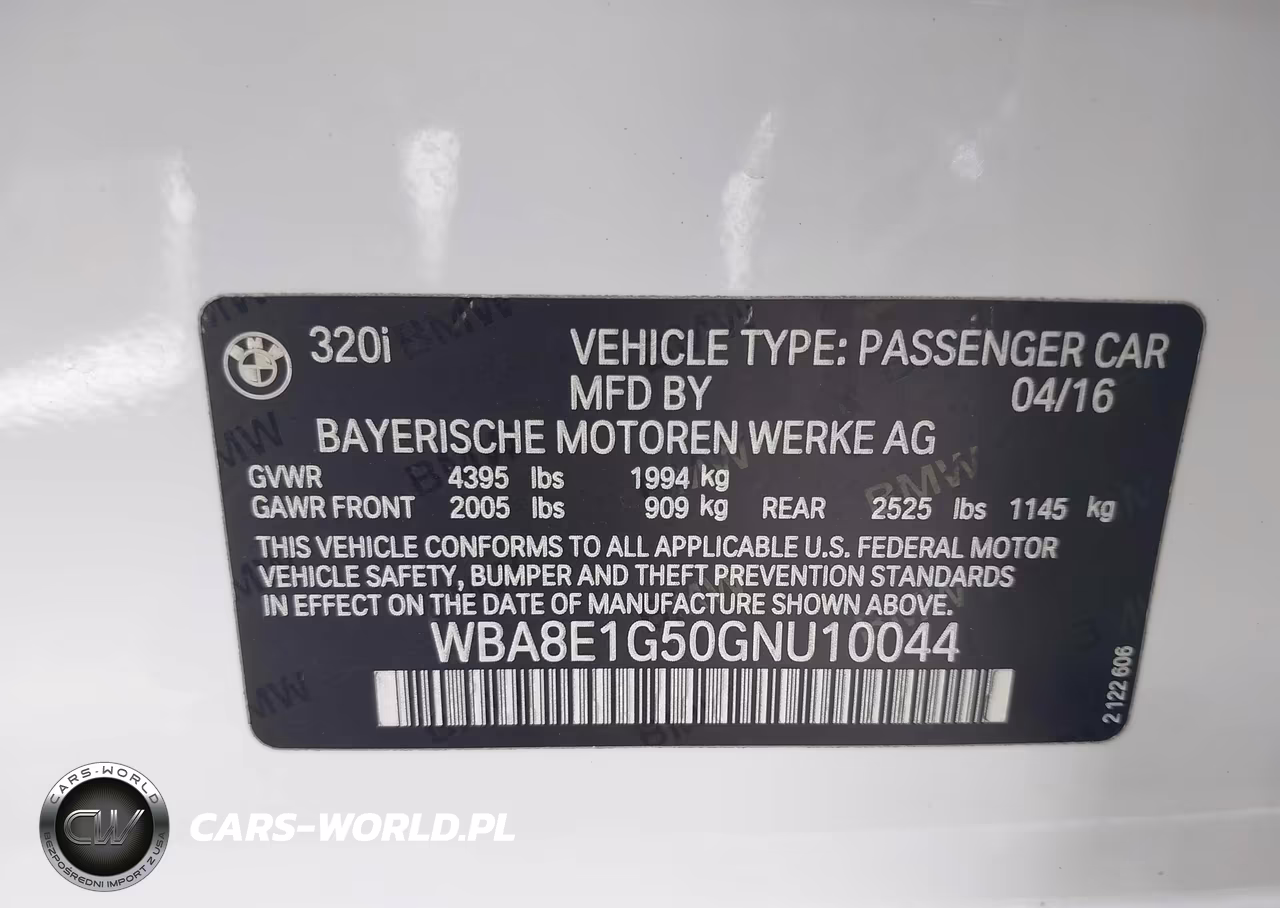 2016 BMW 320I VIN:WBA8E1G50GNU10044 - 9