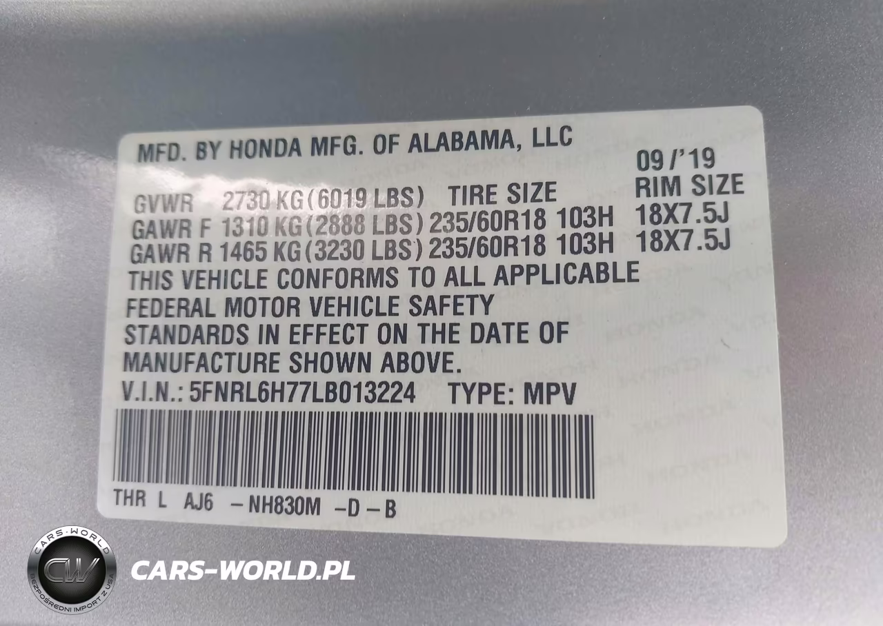 2020 Honda Odyssey Ex-L-Ex-L W-Navi Res VIN:5FNRL6H77LB013224 - 9