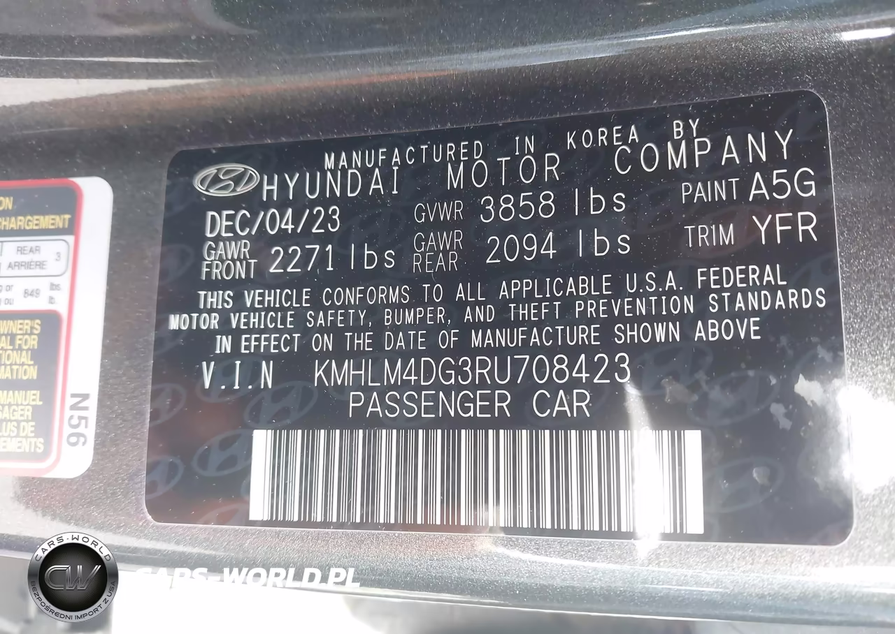2024 Hyundai Elantra Sel VIN:KMHLM4DG3RU708423 - 9