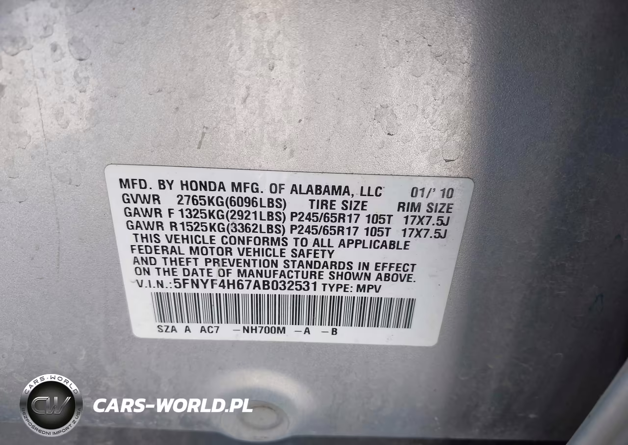 2010 Honda Pilot Ex-L VIN:5FNYF4H67AB032531 - 9