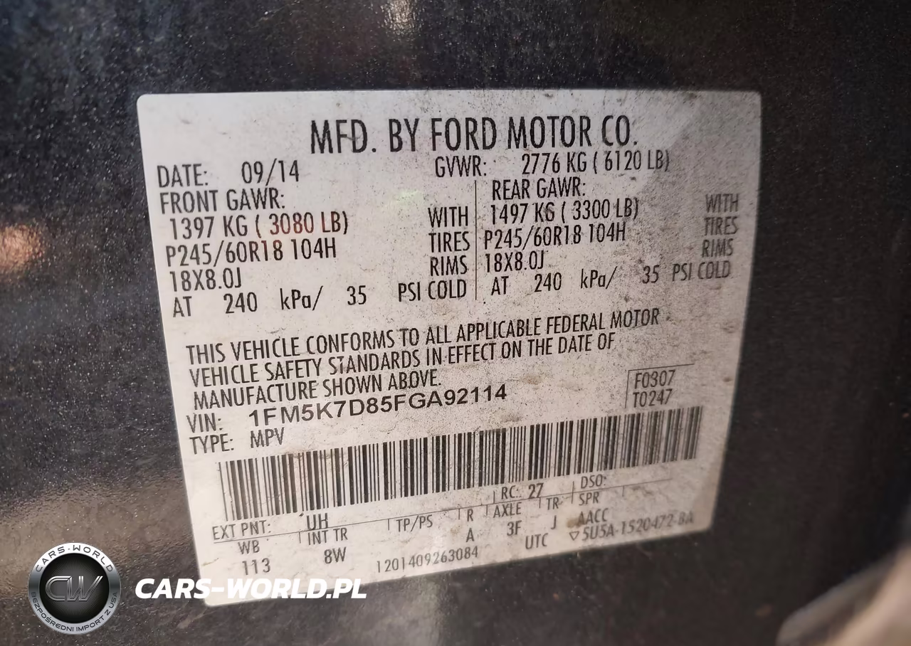 2015 Ford Explorer Xlt VIN:1FM5K7D85FGA92114 - 9