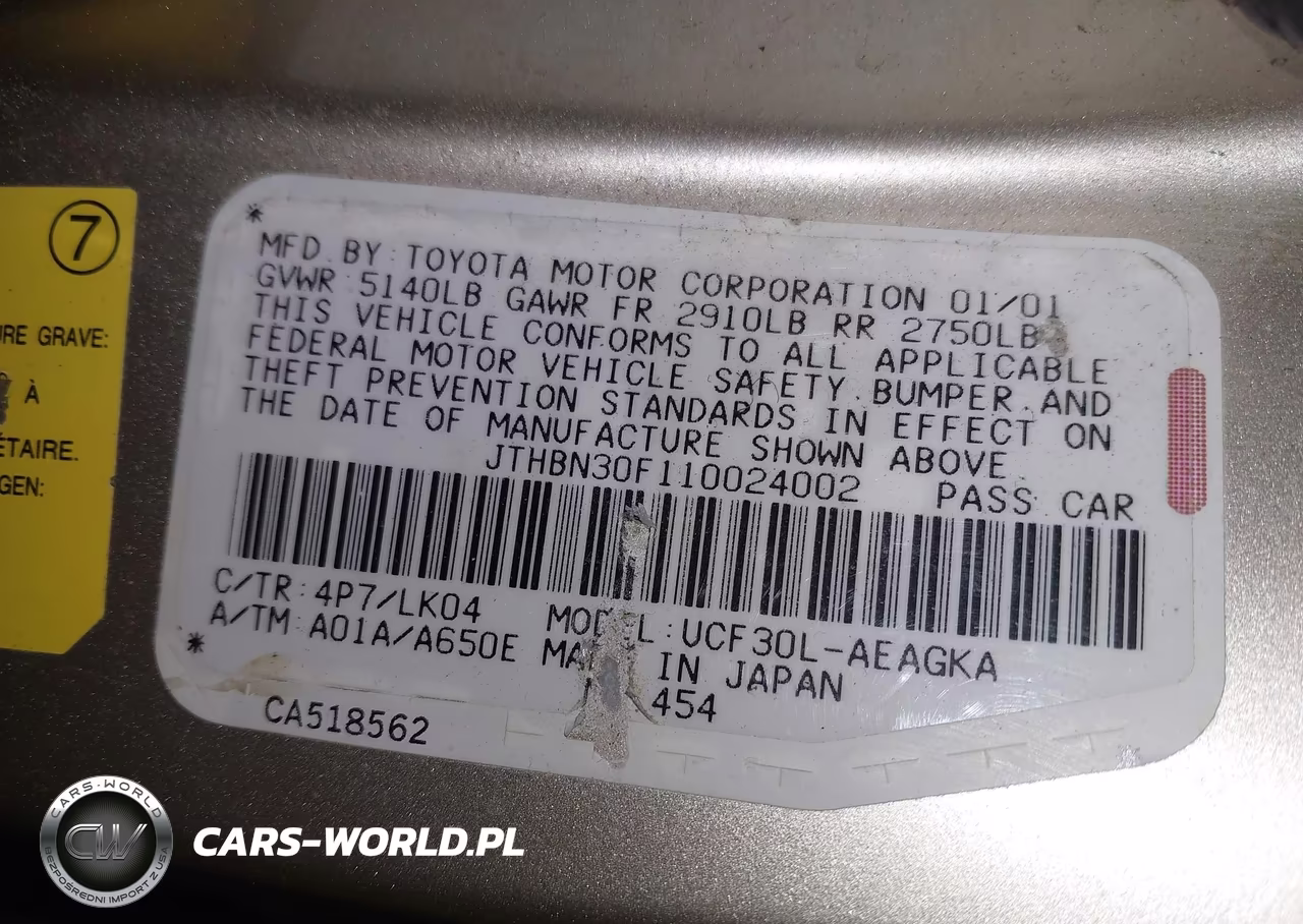 2001 Lexus Ls 430 VIN:JTHBN30F110024002 - 9