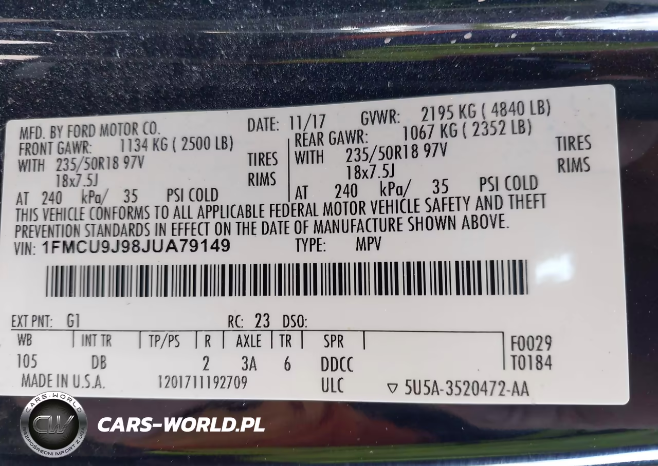 2018 Ford Escape Titanium VIN:1FMCU9J98JUA79149 - 9