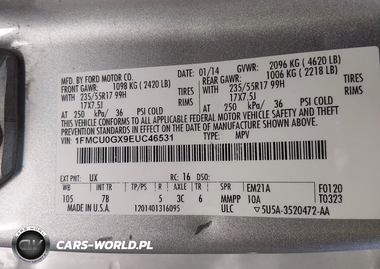 2014 Ford Escape Se VIN:1FMCU0GX9EUC46531 - 9