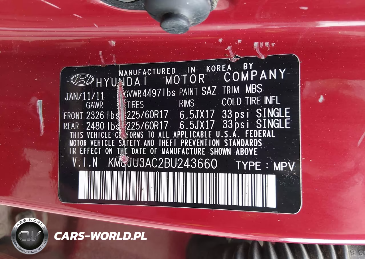 2011 Hyundai Tucson Gls VIN:KM8JU3AC2BU243660 - 9