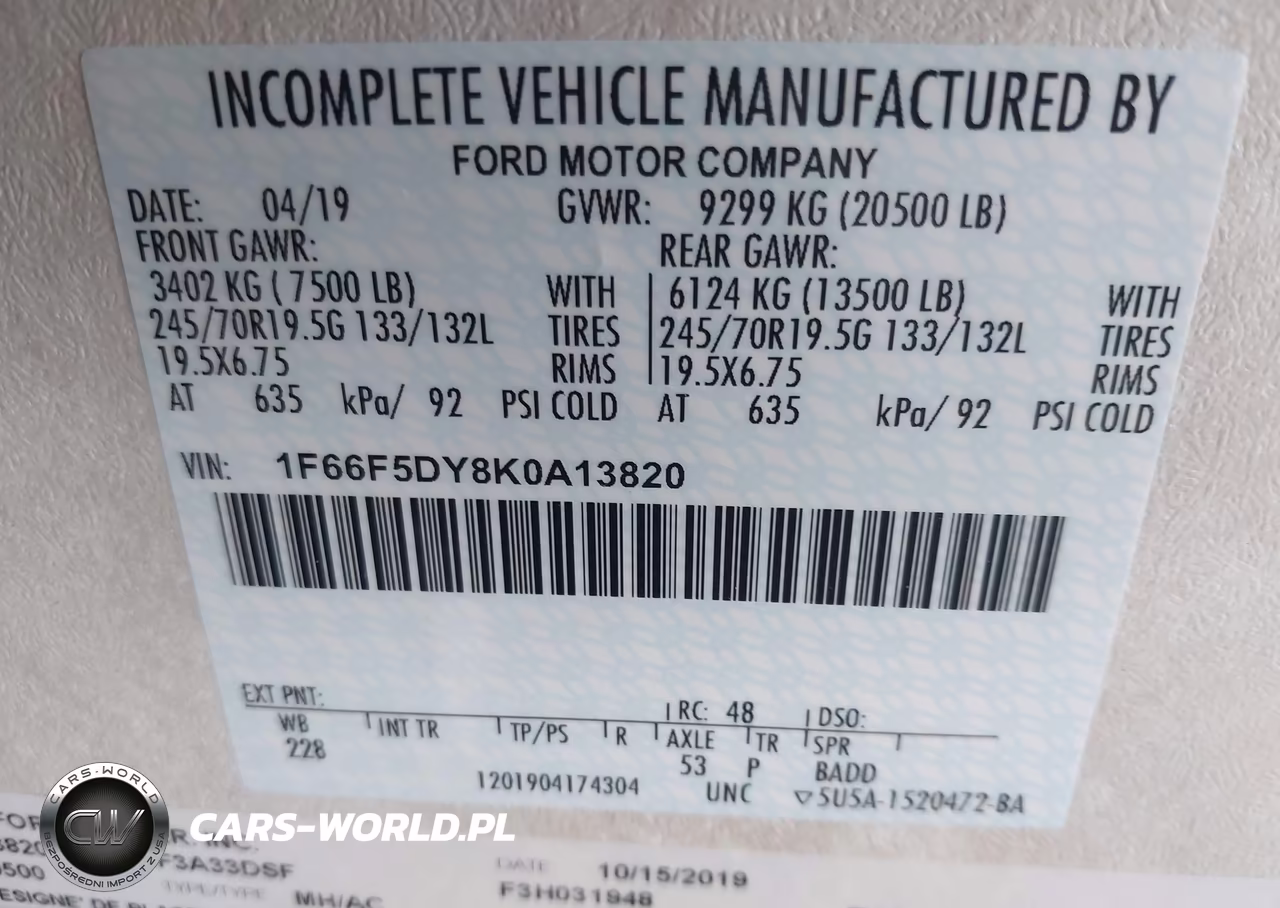 2020 Ford 33Ds VIN:1F66F5DY8K0A13820 - 9