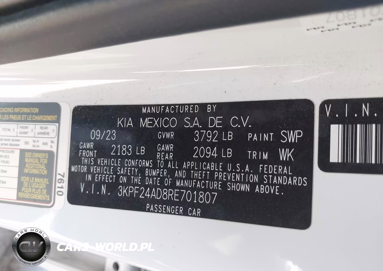 2024 Kia Forte Lxs VIN:3KPF24AD8RE701807 - 9