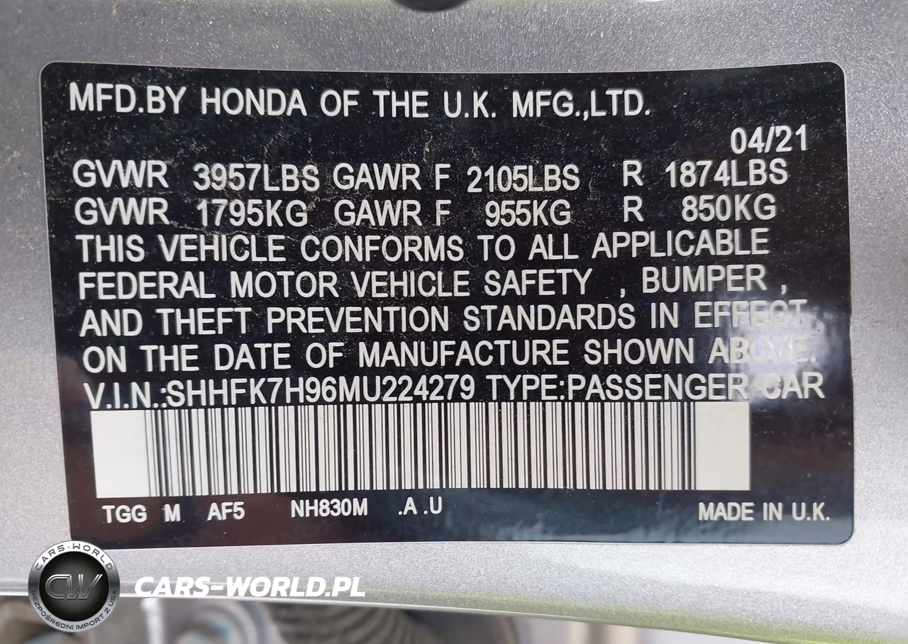 2021 Honda Civic Sport Touring VIN:SHHFK7H96MU224279 - 9