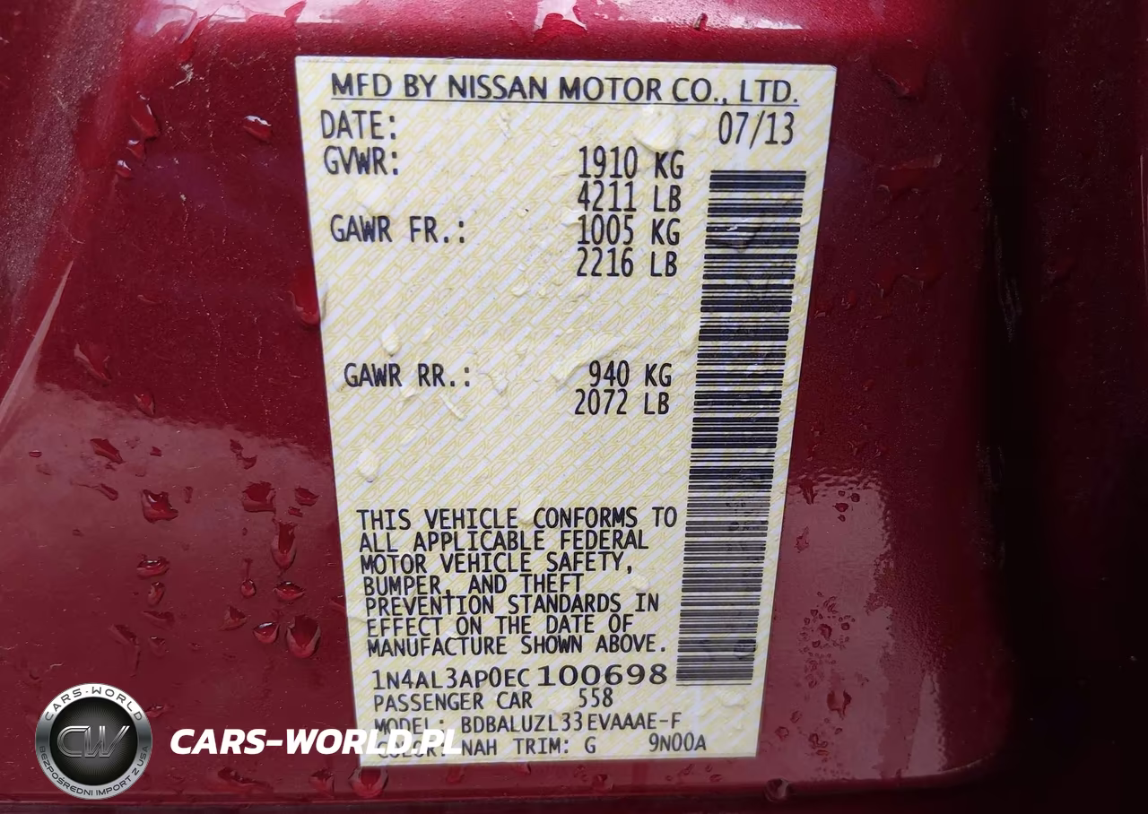 2014 Nissan Altima 2.5 Sv VIN:1N4AL3AP0EC100698 - 9