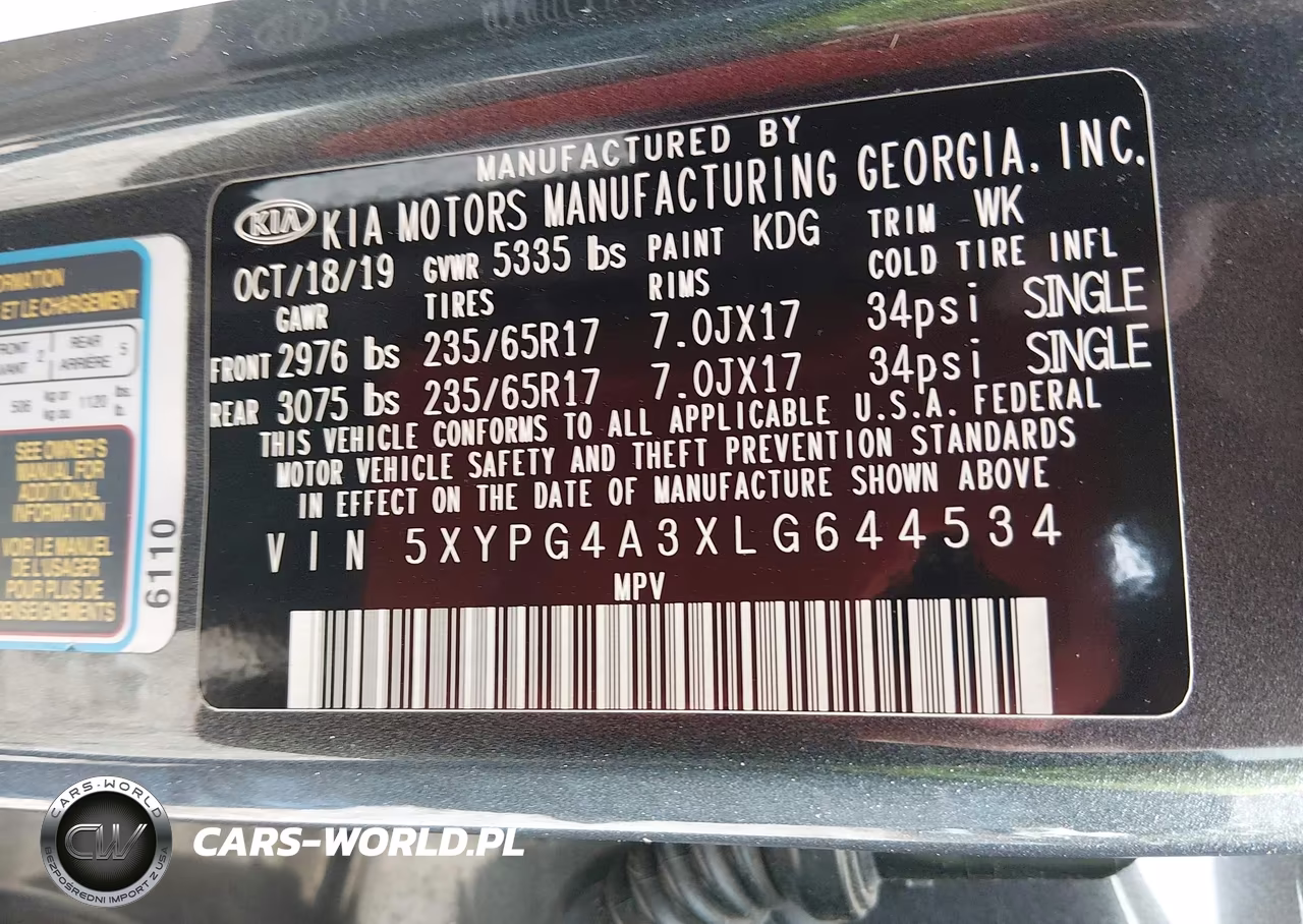 2020 Kia Sorento 2.4L Lx VIN:5XYPG4A3XLG644534 - 9