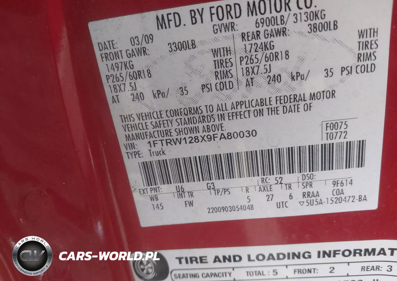 2009 Ford F-150 Xl-Xlt VIN:1FTRW128X9FA80030 - 9