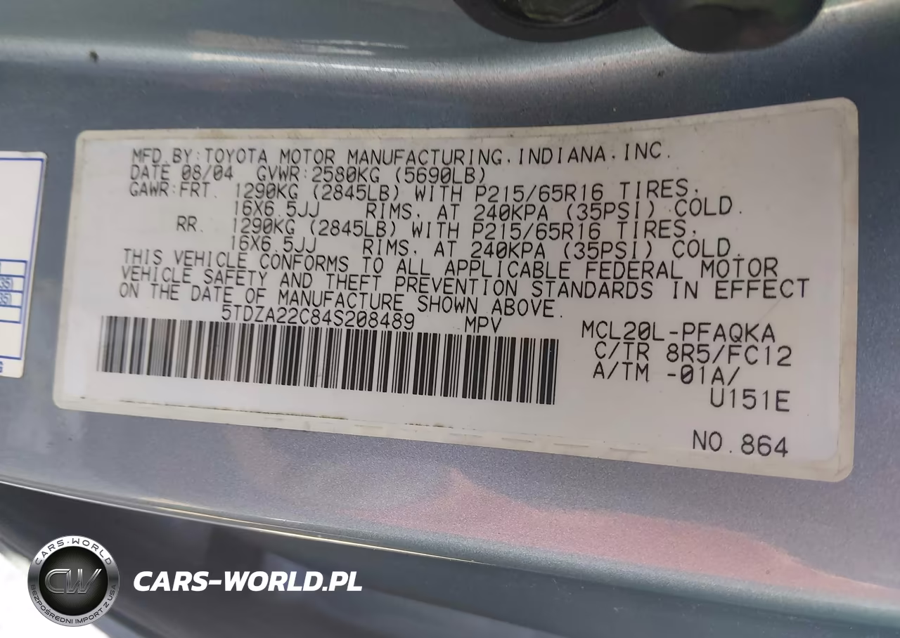 2004 Toyota Sienna Xle-Xle Limited VIN:5TDZA22C84S208489 - 9