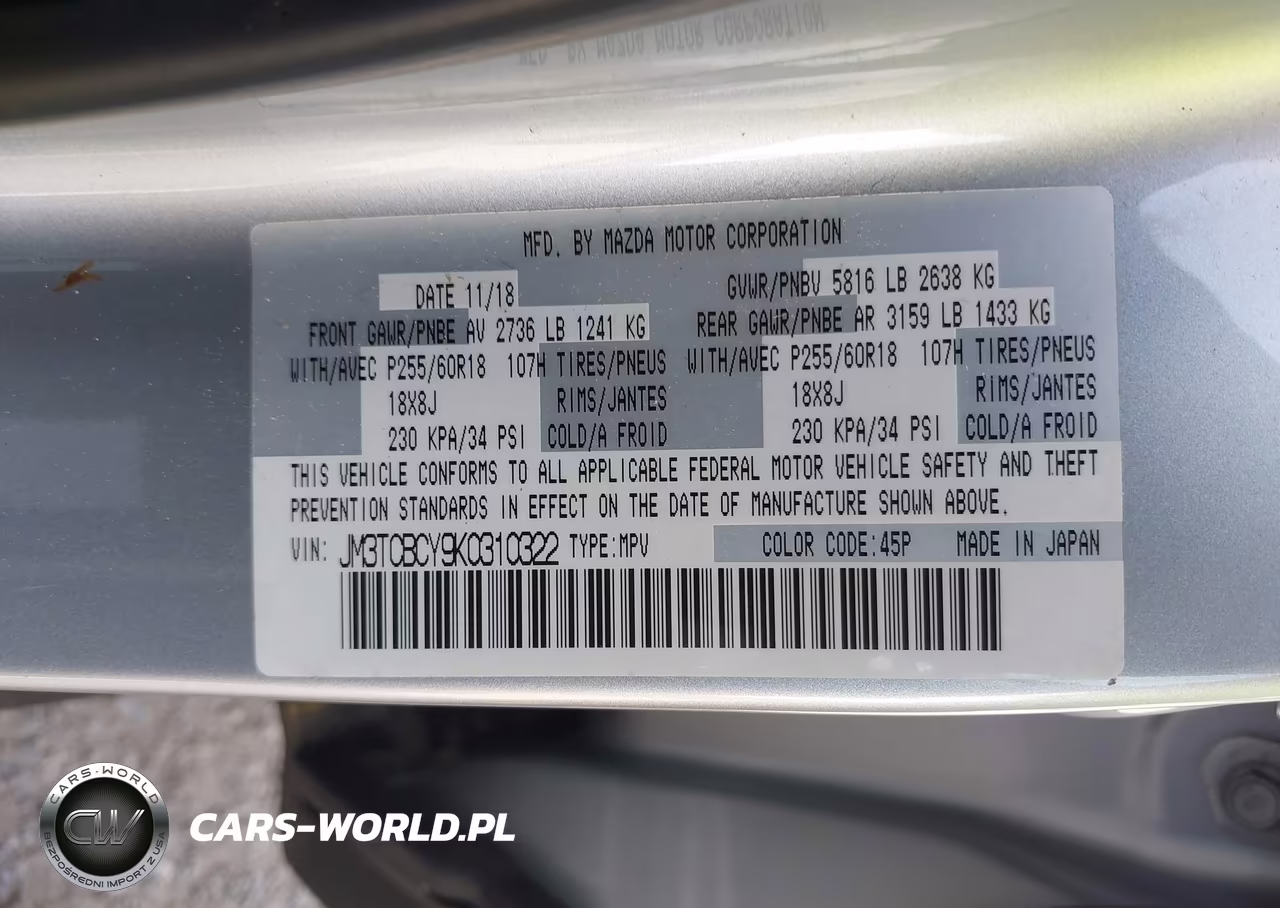 2019 Mazda Cx-9 Touring VIN:JM3TCBCY9K0310322 - 9