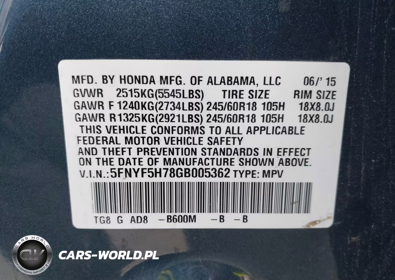 2016 Honda Pilot Ex-L VIN:5FNYF5H78GB005362 - 9