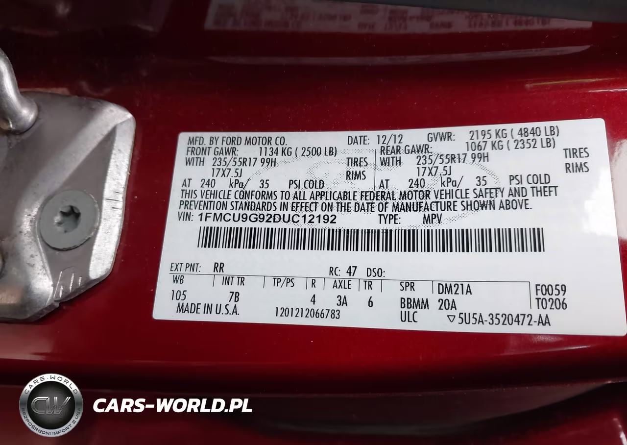 2013 Ford Escape Se VIN:1FMCU9G92DUC12192 - 9